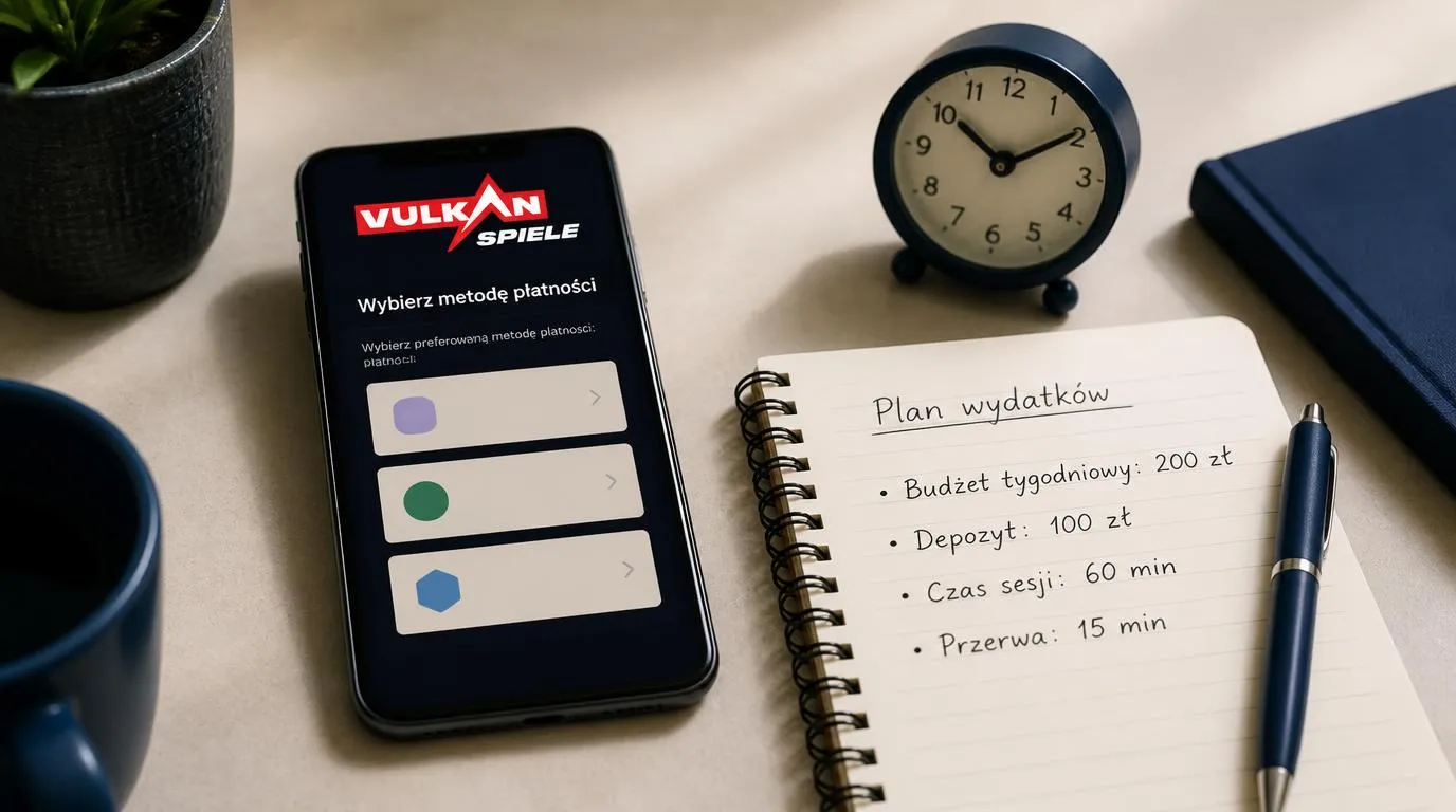 Telefon z neutralnym panelem wyboru płatności obok notesu z budżetem i zegara